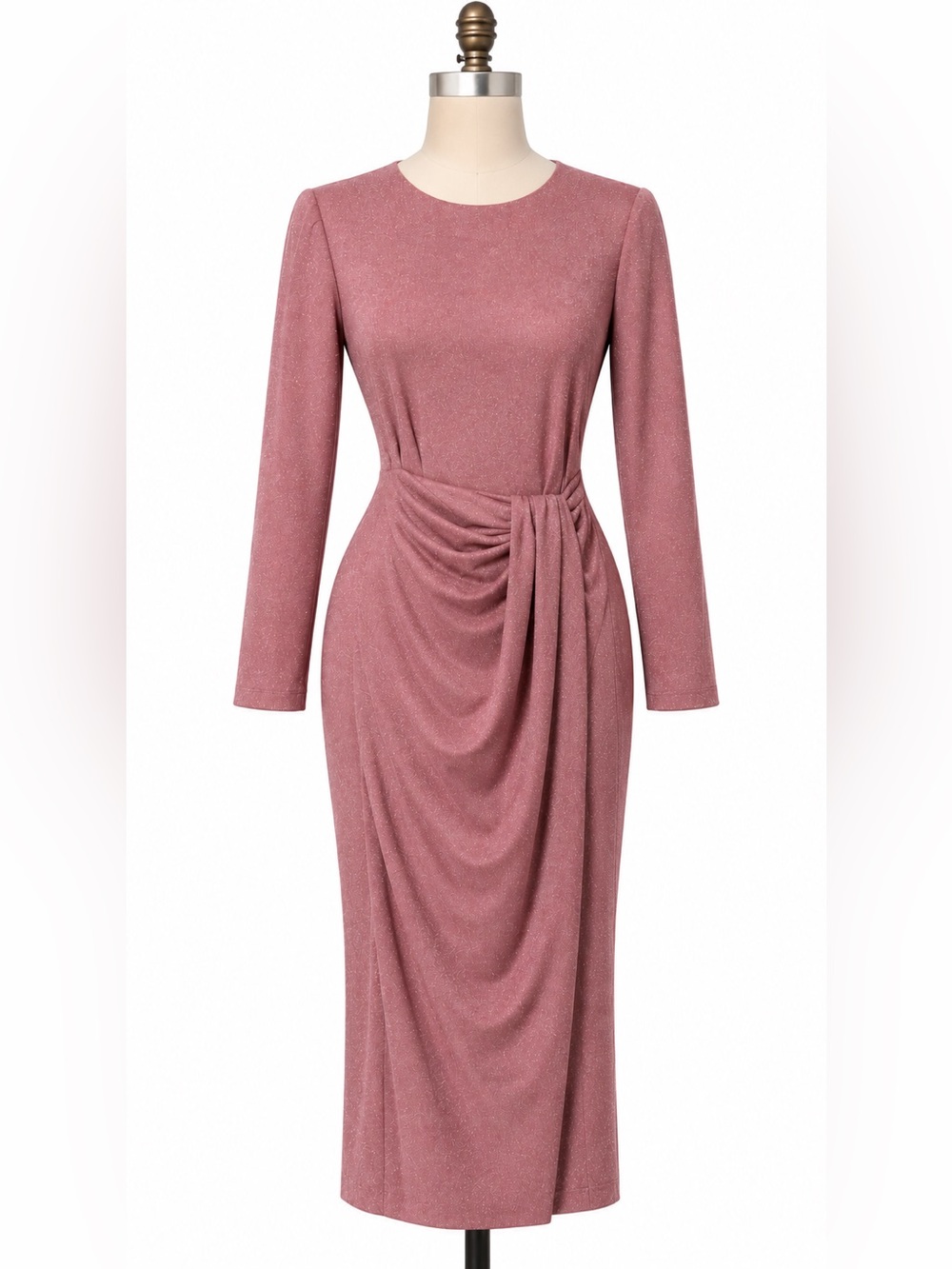 Eloquii Rose Metallic Long Sleeve Dress
